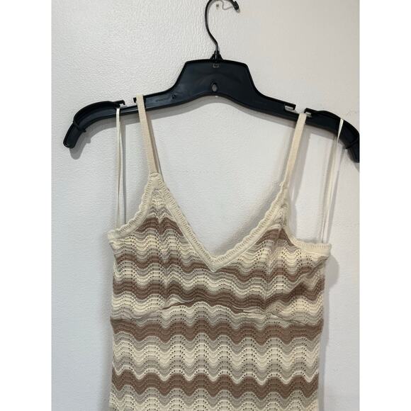 Hollister Crochet Knit Neutral Chevron Boho Festival Midi Dress Size XS - Picture 4 of 11